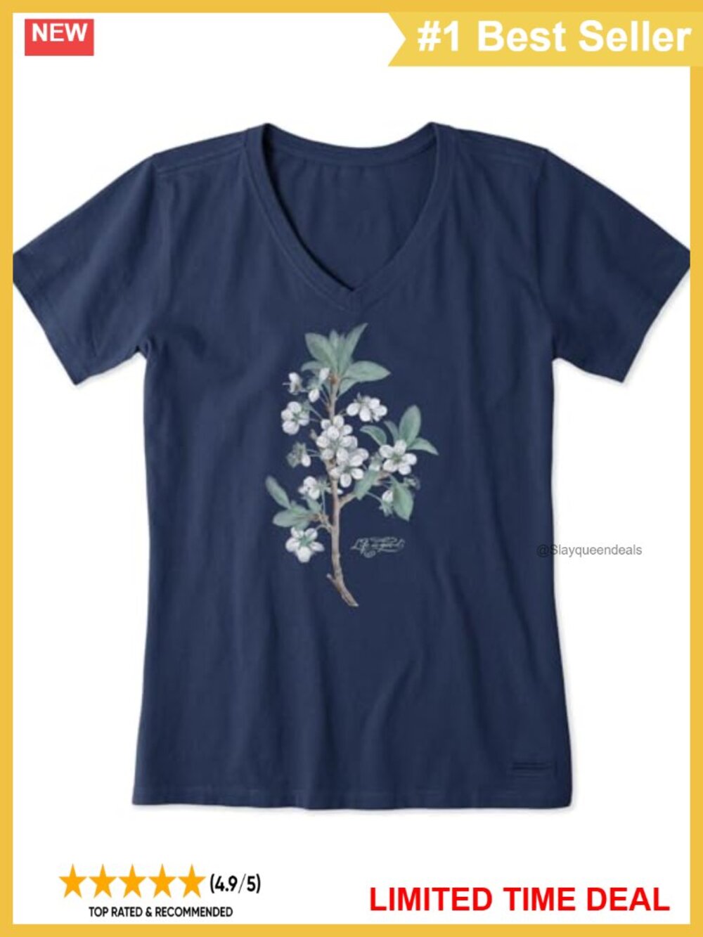 Women's Short Sleeve Crusher Vee Cotton Graphic T-Shirt